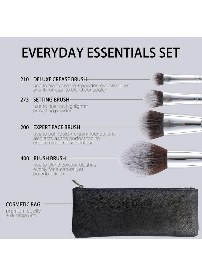 Makeup Brush Set Premium Foundationbronzerblushconcealereyeshadow Contour With Liquid Cream Powders Blending Highlighting Buffing Professional Essential Face Brushes With Travel Case 4Pcs