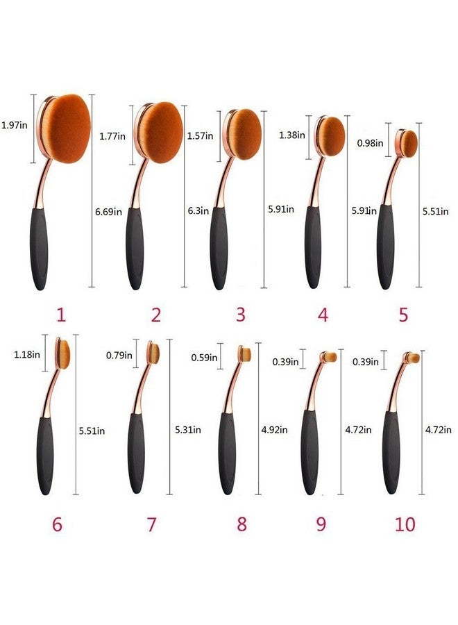 Makeup Brushes Set 10Pcs Professional Oval Toothbrush Foundation Cream Contour Powder Blush Conceler Eyeliner Blending Brush New Fashionable Super Soft Cosmetic Brushes Tool With Box(Rose Gold)