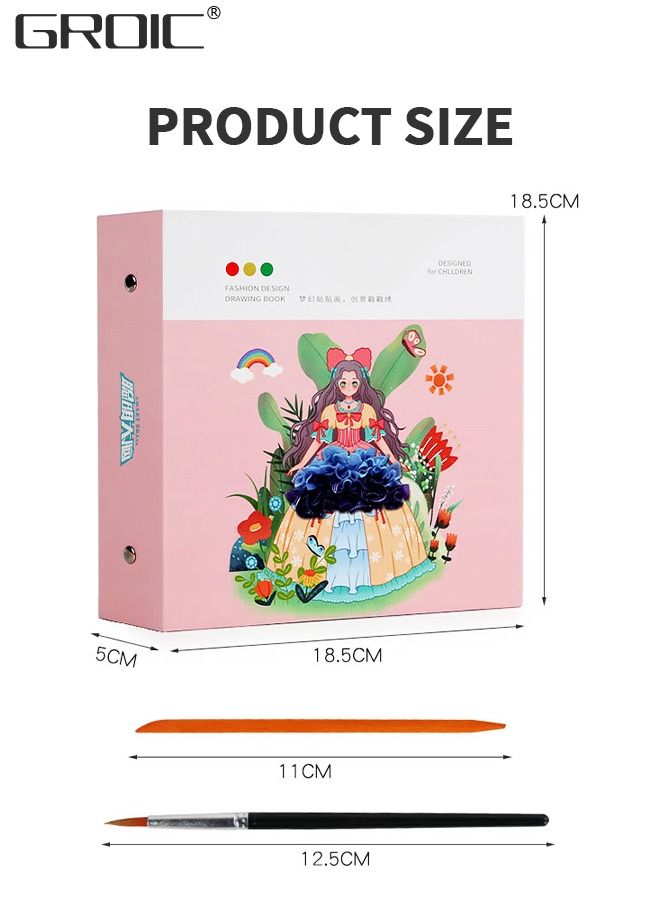 Arts and Crafts Kits for Kids, Creative Poke Art Fabric Puzzle Puncture Painting for Girls, Fashion Designer Kit,  DIY Poking Drawing Dress Up Boards,Art Paper Craft Kit
