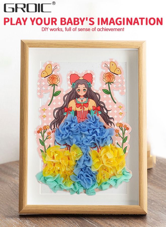 Arts and Crafts Kits for Kids, Creative Poke Art Fabric Puzzle Puncture Painting for Girls, Fashion Designer Kit,  DIY Poking Drawing Dress Up Boards,Art Paper Craft Kit