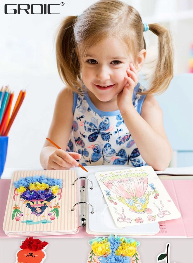 Arts and Crafts Kits for Kids, Creative Poke Art Fabric Puzzle Puncture Painting for Girls, Fashion Designer Kit,  DIY Poking Drawing Dress Up Boards,Art Paper Craft Kit