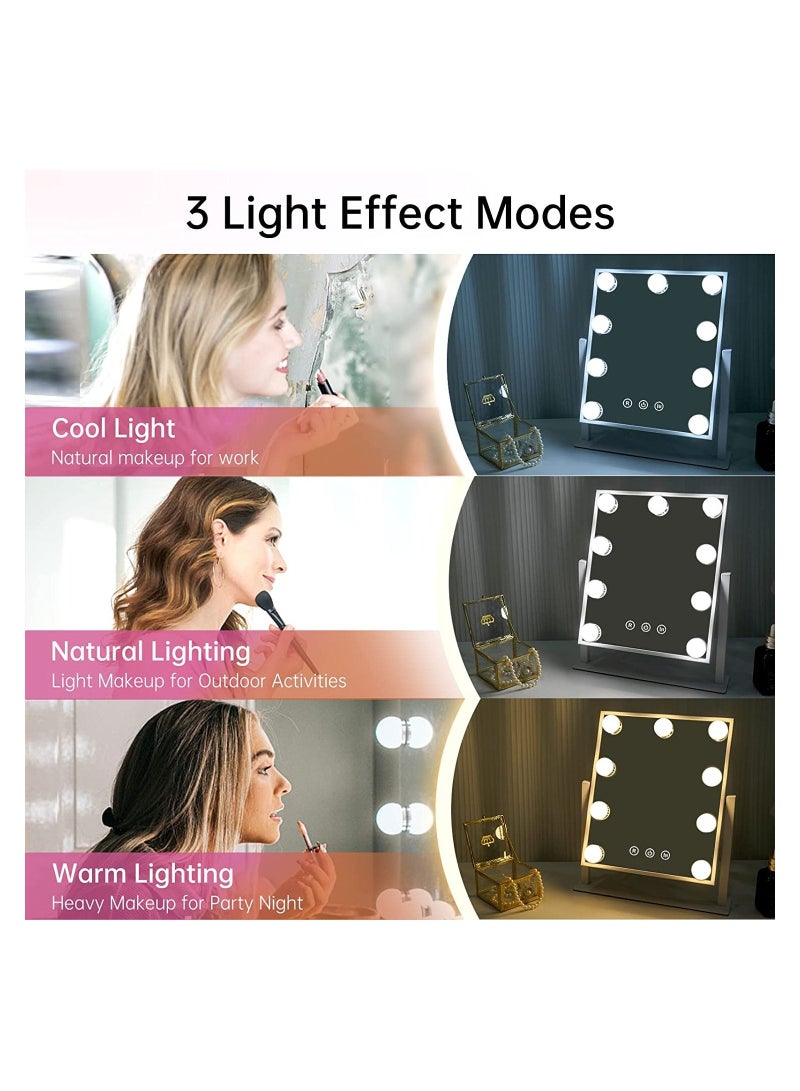 Hollywood Vanity Mirror with Dimmable LED Bulbs 3 Color Modes and Touch Control