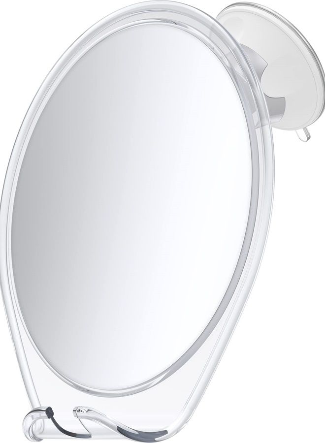 Shower Mirror Fogless for Shaving - with Suction, Razor Holder & Swivel, Small Mirror, Accessories, Bathroom Holds Razors (White)