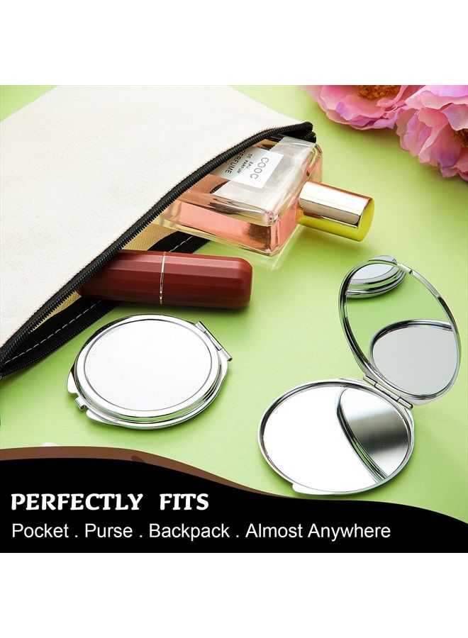 6 Pieces Sublimation Pocket Makeup Mirror Sublimation Metal Compact Mirror Sublimation Travel Makeup Mirror for Women Men Home Travel Use