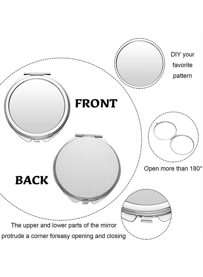 6 Pieces Sublimation Pocket Makeup Mirror Sublimation Metal Compact Mirror Sublimation Travel Makeup Mirror for Women Men Home Travel Use