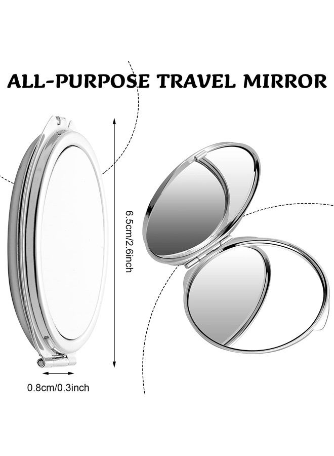 6 Pieces Sublimation Pocket Makeup Mirror Sublimation Metal Compact Mirror Sublimation Travel Makeup Mirror for Women Men Home Travel Use