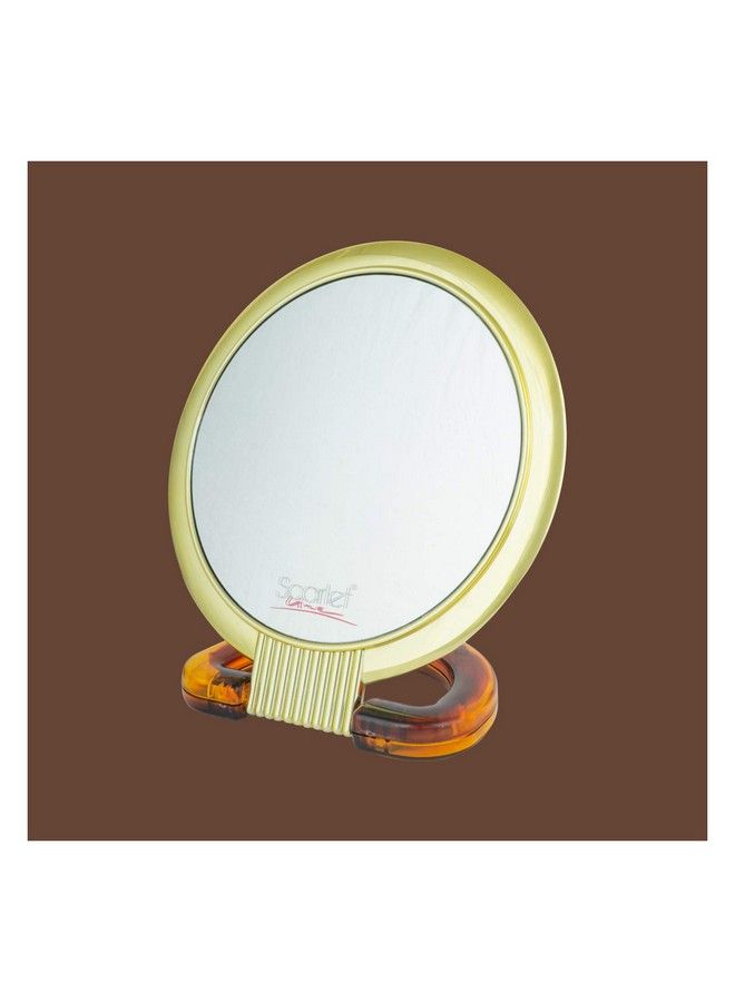 Professional Series Small Size Round Double Sided Magnifying Makeup Purse Mirror With Handle For Men & Women 14.5 X 9 X 1 Cm