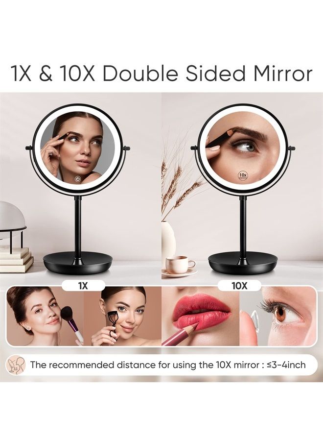 Rechargeable 1X/10X Magnifying Mirror with Light, 8