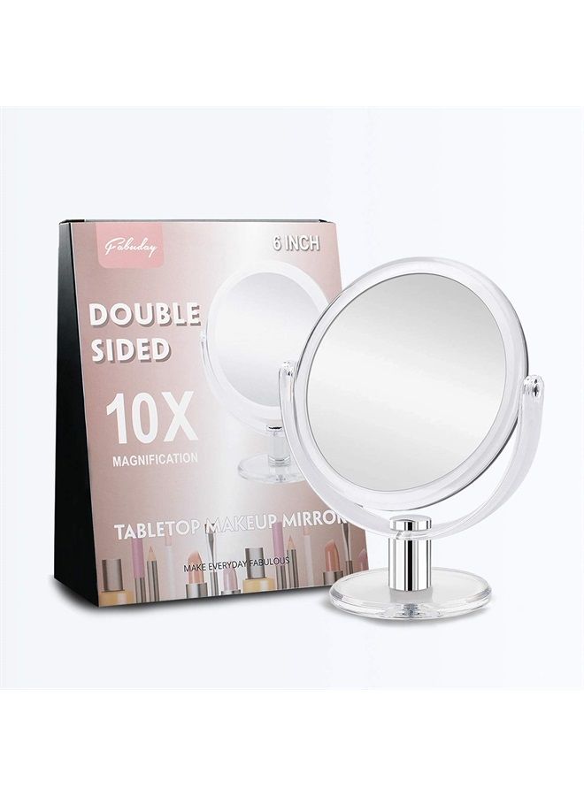 Magnifying Makeup Mirror Double Sided, 1X 10X Magnification Mirror, Table Top Vanity Mirror, Transparent