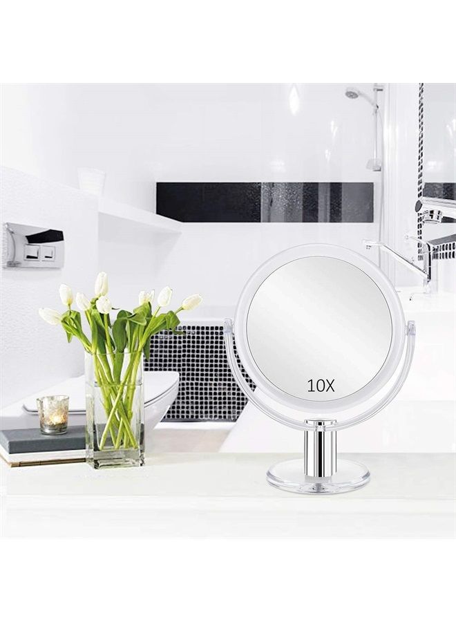 Magnifying Makeup Mirror Double Sided, 1X 10X Magnification Mirror, Table Top Vanity Mirror, Transparent