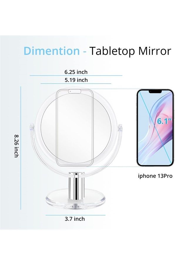 Magnifying Makeup Mirror Double Sided, 1X 10X Magnification Mirror, Table Top Vanity Mirror, Transparent