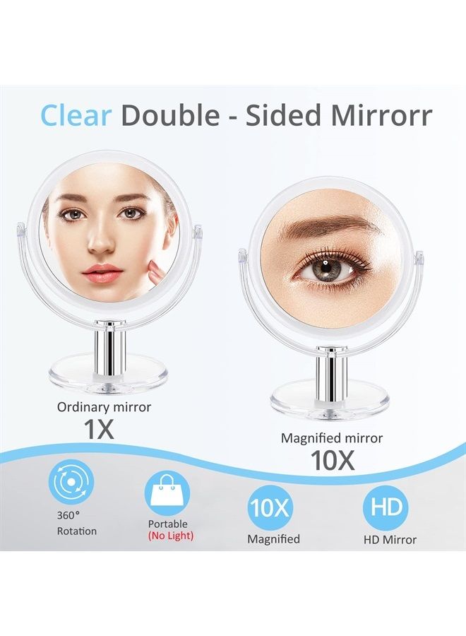 Magnifying Makeup Mirror Double Sided, 1X 10X Magnification Mirror, Table Top Vanity Mirror, Transparent