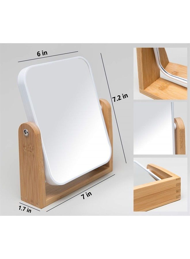 Vanity Makeup Mirror with Natural Bamboo Stand,8 Inch 1X/3X Magnification Double Sided 360 Degree Swivel Magnifying Mirror,Portable Table Desk Countertop Mirror Bathroom Shaving Make Up Mirror