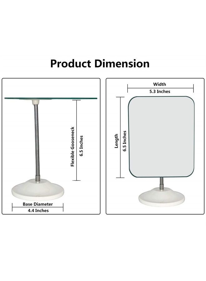 Adjustable Flexible Gooseneck Makeup Mirror,360°Rotation Folding Portable Desk Vanity Mirror with Stand Shower Shaving Cosmetic Mirror Square
