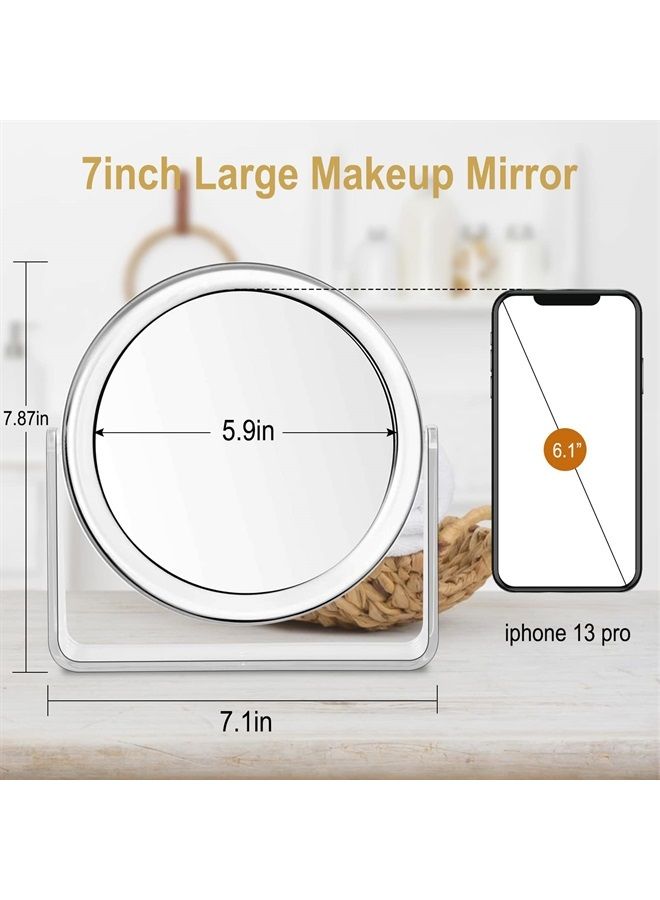 1x/7x Magnifying Makeup Mirror for Desk Double Sided 360°Rotation Desk Mirror,Portable Table Acrylic Small Standing Mirror for Cosmetic