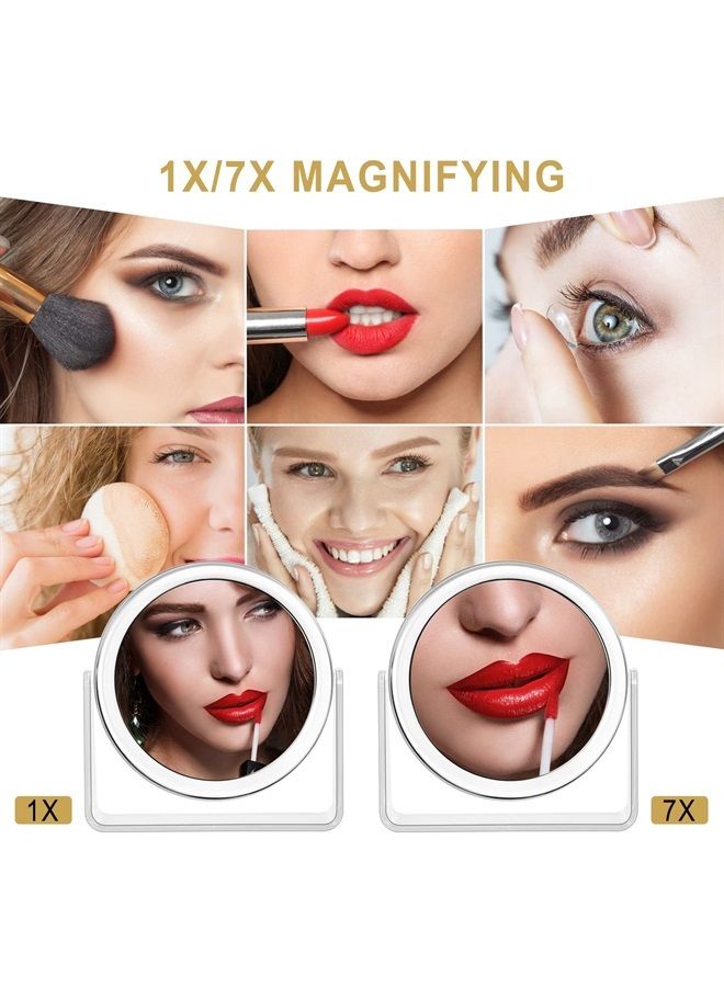 1x/7x Magnifying Makeup Mirror for Desk Double Sided 360°Rotation Desk Mirror,Portable Table Acrylic Small Standing Mirror for Cosmetic