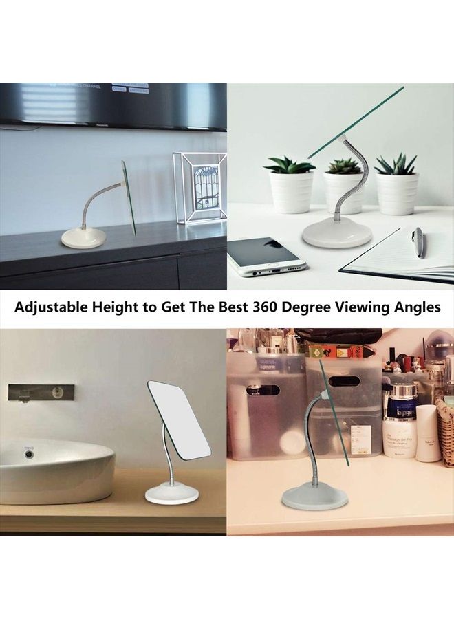 Adjustable Flexible Gooseneck Makeup Mirror,360°Rotation Folding Portable Desk Vanity Mirror with Stand Shower Shaving Cosmetic Mirror Round Large