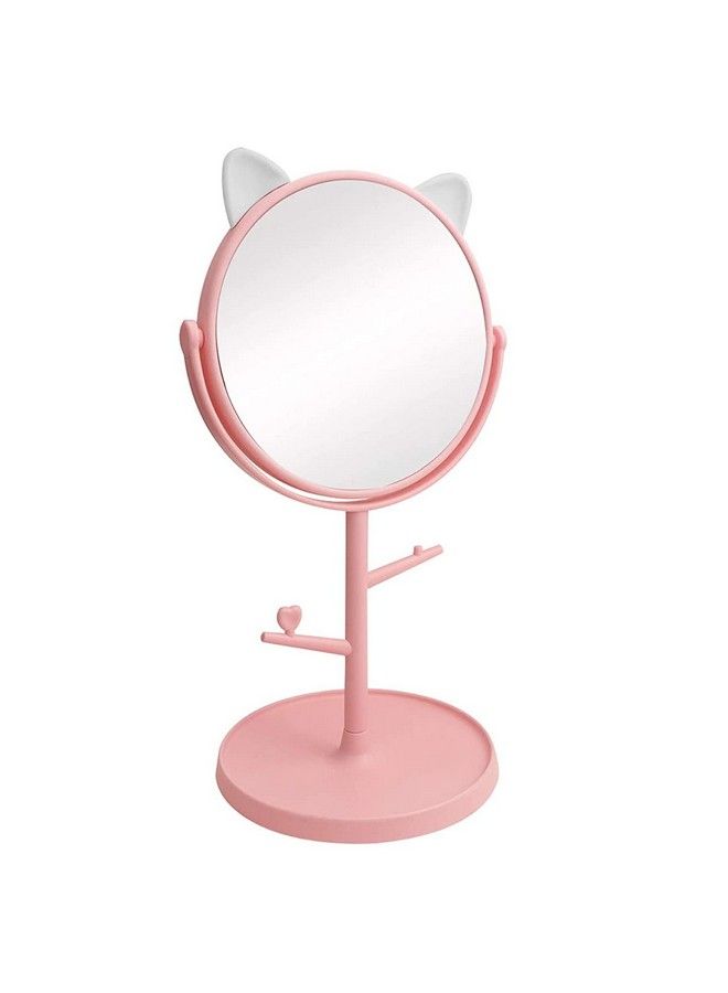 Mirror Dressing Table Makeup Mirror360° Swivel Mirror Bathroom Mirror Shaving Mirror For Men Round Tabletop Mounting Framed (Pink 1Pcs)