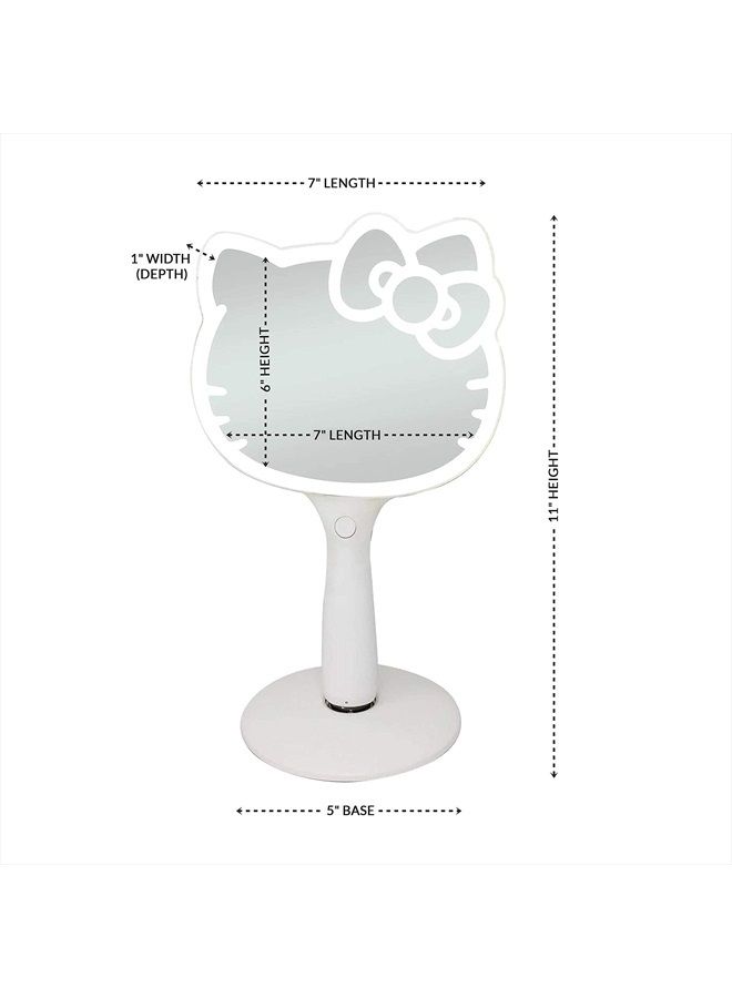 Impressions Vanity Hello Kitty LED Handheld Mirror, Makeup Vanity Mirror with Standing Base and Adjustable Brightness