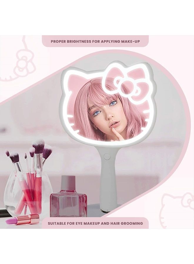 Impressions Vanity Hello Kitty LED Handheld Mirror, Makeup Vanity Mirror with Standing Base and Adjustable Brightness