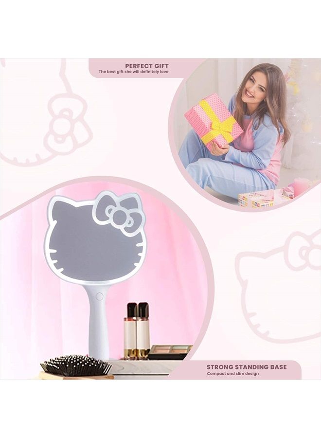 Impressions Vanity Hello Kitty LED Handheld Mirror, Makeup Vanity Mirror with Standing Base and Adjustable Brightness