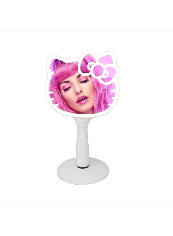 Impressions Vanity Hello Kitty LED Handheld Mirror, Makeup Vanity Mirror with Standing Base and Adjustable Brightness