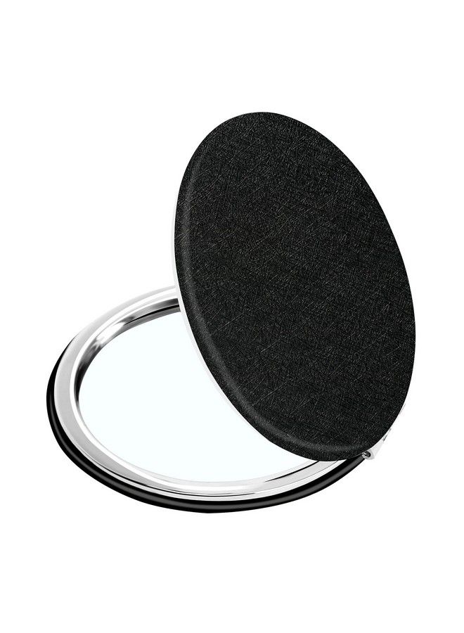 Compact Vanity Makeup Mirror For Men Women And Girls Black Elegant Round Travel Cosmetic Mirrors For Pocket Purse Or Handbag Portable Small Magnifying Handheld Mirror