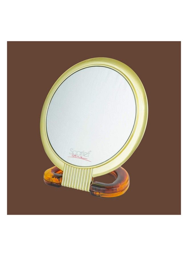 Professional Series Medium Size Round Double Sided Magnifying Makeup Purse Mirror With Handle For Men & Women 19.5 X 13 X 1 Cm