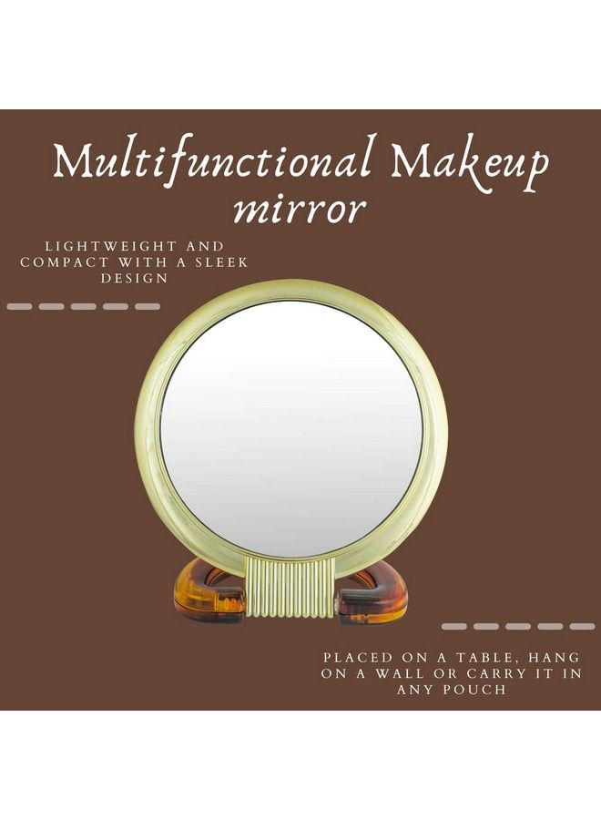 Professional Series Medium Size Round Double Sided Magnifying Makeup Purse Mirror With Handle For Men & Women 19.5 X 13 X 1 Cm