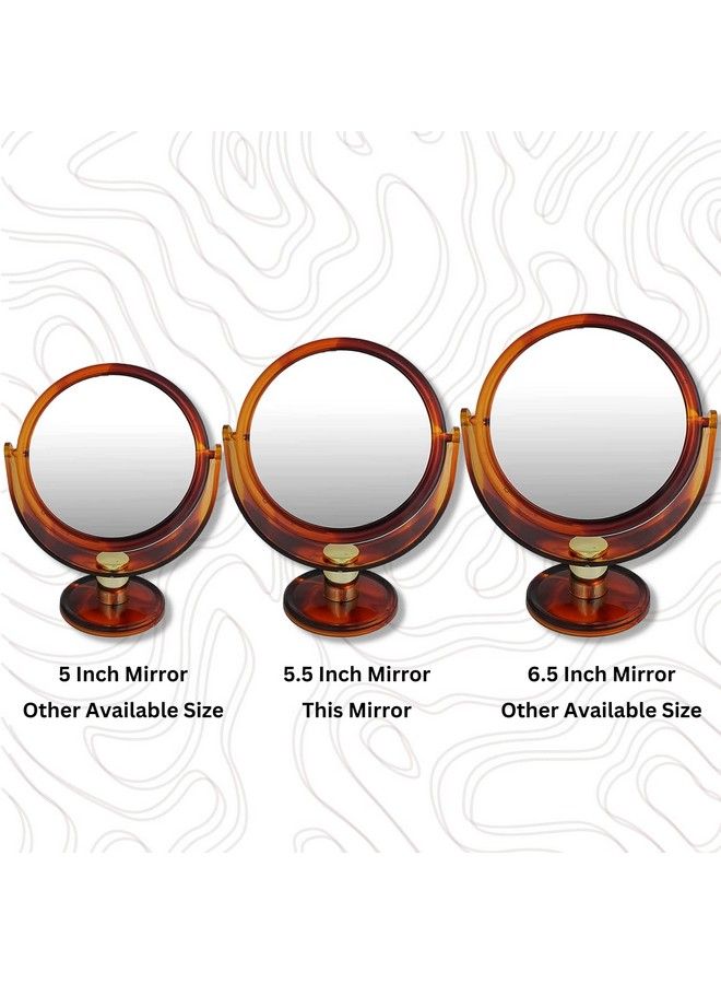 Round Double Sided Magnifying Makeup Mirror For Men N Women Medium Size Standing Vanity Dressing Mirror With Stand_Shell_5.5 Inch