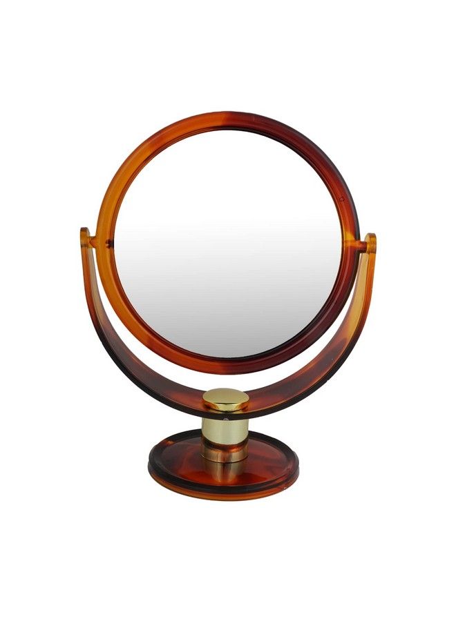 Round Double Sided Magnifying Makeup Mirror For Men N Women Medium Size Standing Vanity Dressing Mirror With Stand_Shell_5.5 Inch