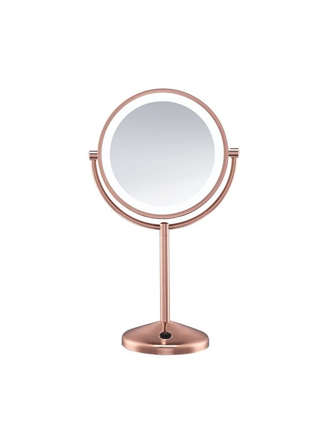 Lighted Makeup -Mirror with Magnification, LED Vanity -Mirror, 1X/10X Magnifying -Mirror, Double Sided -Mirror, Operated-Battery in Rose Gold