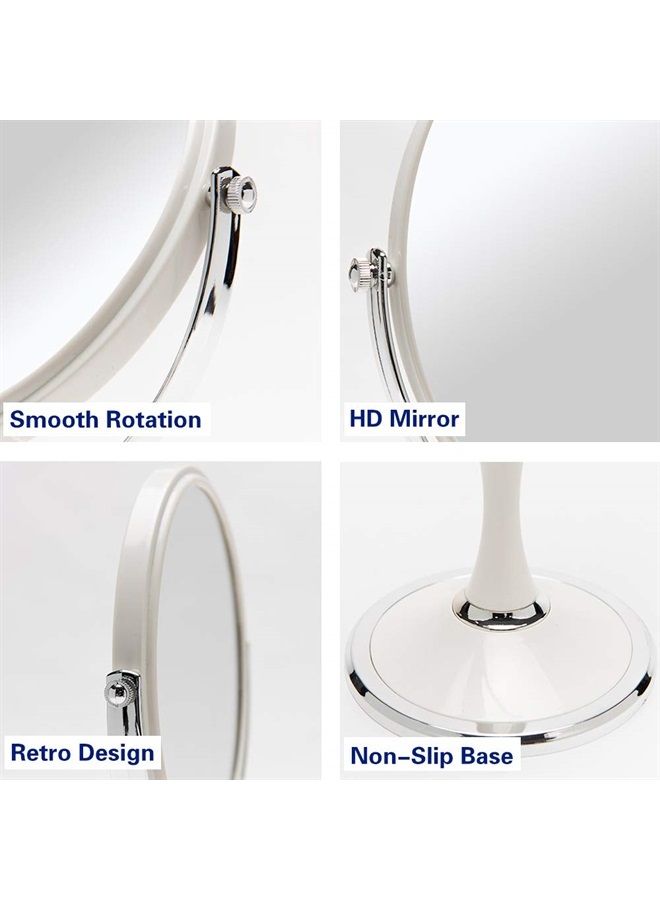 Vintage Table Mirror with Stand 8-inch Double Sided Swivel 1X/3X Magnification Desk Mirror with Silver Style 13 Inch Height Standing Tabletop Makeup Vanity Mirror(Oval)