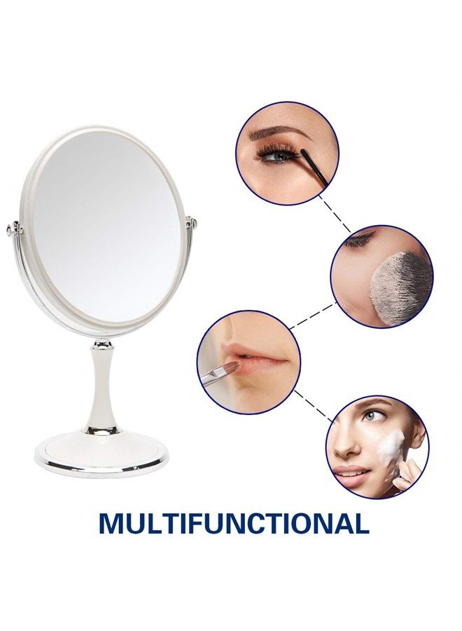 Vintage Table Mirror with Stand 8-inch Double Sided Swivel 1X/3X Magnification Desk Mirror with Silver Style 13 Inch Height Standing Tabletop Makeup Vanity Mirror(Oval)