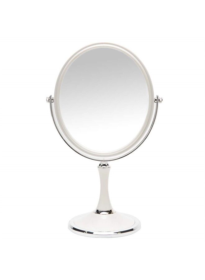 Vintage Table Mirror with Stand 8-inch Double Sided Swivel 1X/3X Magnification Desk Mirror with Silver Style 13 Inch Height Standing Tabletop Makeup Vanity Mirror(Oval)