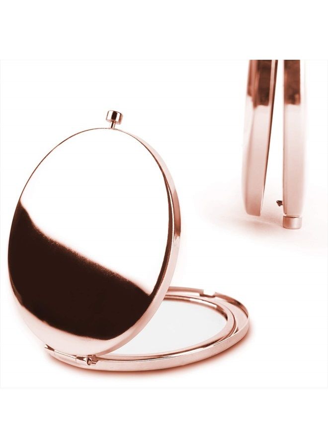 Compact Mirror Round Rose Gold Makeup Mirror Folding Mini Pocket Mirror Portable Hand Mirror Double-Sided with 2 x 1x Magnification for Woman Mother Kids Great Gift (Watercolor Flower)