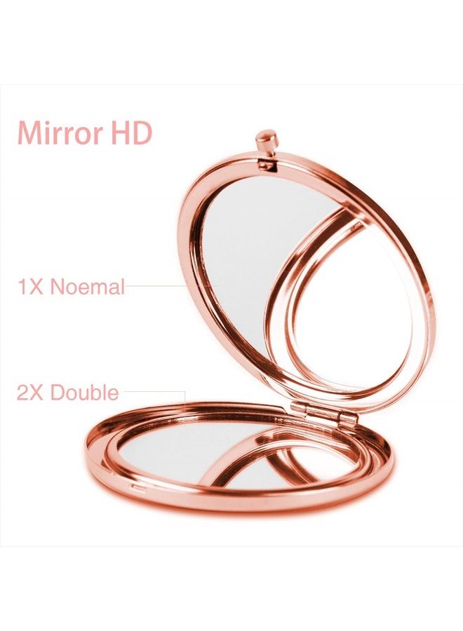 Compact Mirror Round Rose Gold Makeup Mirror Folding Mini Pocket Mirror Portable Hand Mirror Double-Sided with 2 x 1x Magnification for Woman Mother Kids Great Gift (Watercolor Flower)