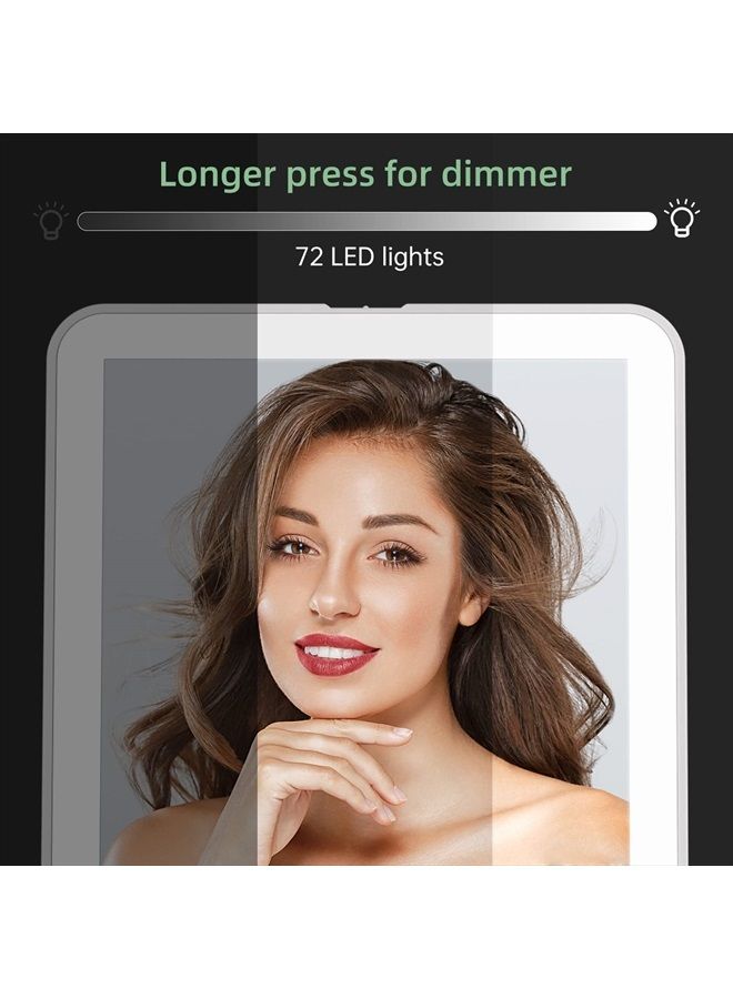 Rechargeable Portable Makeup Mirror with 72 LED Lights, Travel Lighted Makeup Mirror 1X/5X Magnification, 3 Color Lighting,Dimmable Touch Screen, Tabletop Folding Cosmetic Mirror with Lights