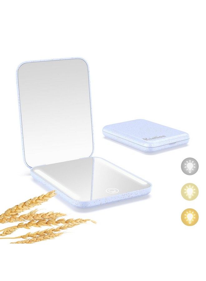 Rechargeable Pocket Mirror Wheat Straw Material 1X 3X Magnification Portable Compact Mirror Safety And Environmental Protection Small Purse Mirrors For Women Purple