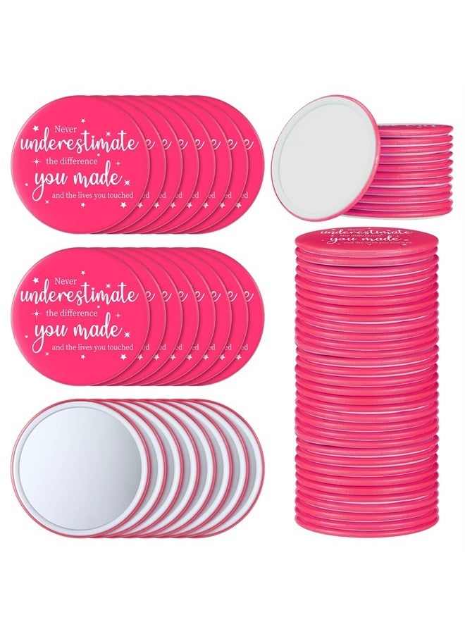 24 Pcs Inspirational Compact Mirror Round Portable Pocket Makeup Mirror for Employee Teacher (Pink, White,Lovely)