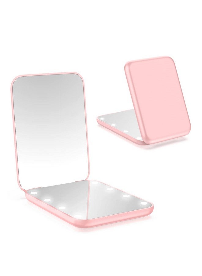 Compact Mirrorled Pocket Mirror 1X 3X Magnifying Mirror With Light 2Sided Handheld Magnetic Switch Fold Mirror Small Travel Makeup Mirror Lighted Compact Mirror For Purse Gifts(Pink)