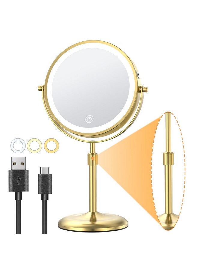 Lighted Makeup Mirror With Magnification 10Xheight Adjustable & 3 Color Dimmable Lights 7