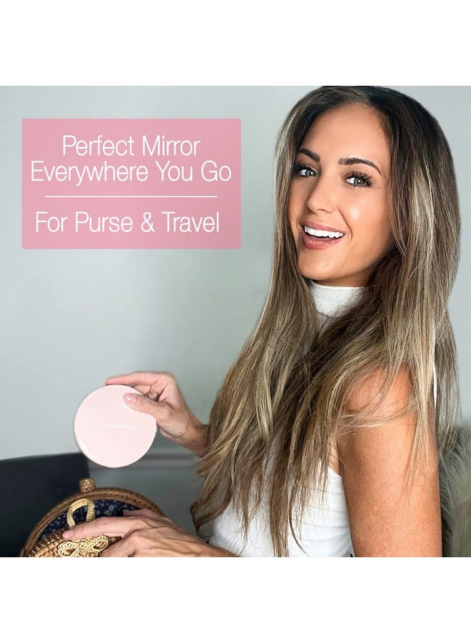 Compact Mirror For Purses10X Magnifyingpink Compact Mirrorperfect Magnification For Travel2Sided10X Makeup Mirror And 1X True View4 Diameter