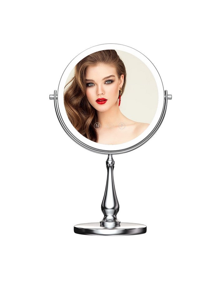 9 Large Lighted Makeup Mirror 1X10X Magnifying Vanity Mirror With 3 Colors Dimmable Lightning 80 Led Lights 360°Rotation Double Sided Standing Desk Mirror
