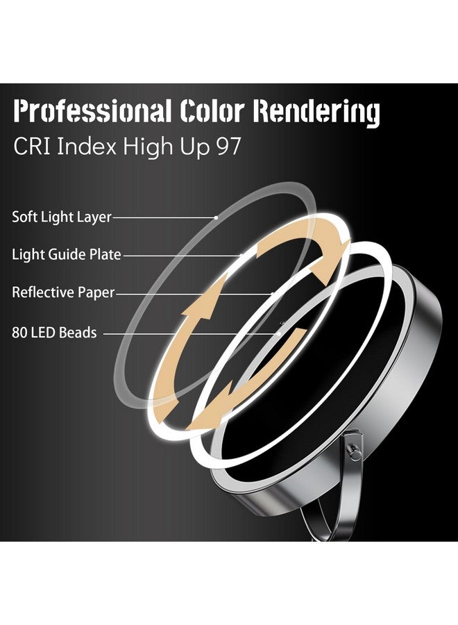 9 Large Lighted Makeup Mirror 1X10X Magnifying Vanity Mirror With 3 Colors Dimmable Lightning 80 Led Lights 360°Rotation Double Sided Standing Desk Mirror