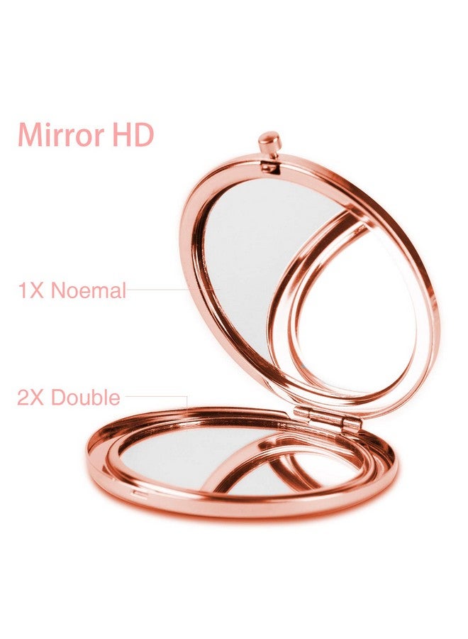 Compact Mirror Rose Gold Makeup Mirror Folding Mini Pocket Mirror Portable Hand Mirror Doublesided 2 X 1X Magnification For Woman Girls Great Gift (Ared Rose)