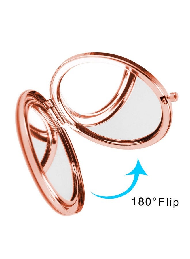 Compact Mirror Rose Gold Makeup Mirror Folding Mini Pocket Mirror Portable Hand Mirror Doublesided 2 X 1X Magnification For Woman Girls Great Gift (Ared Rose)