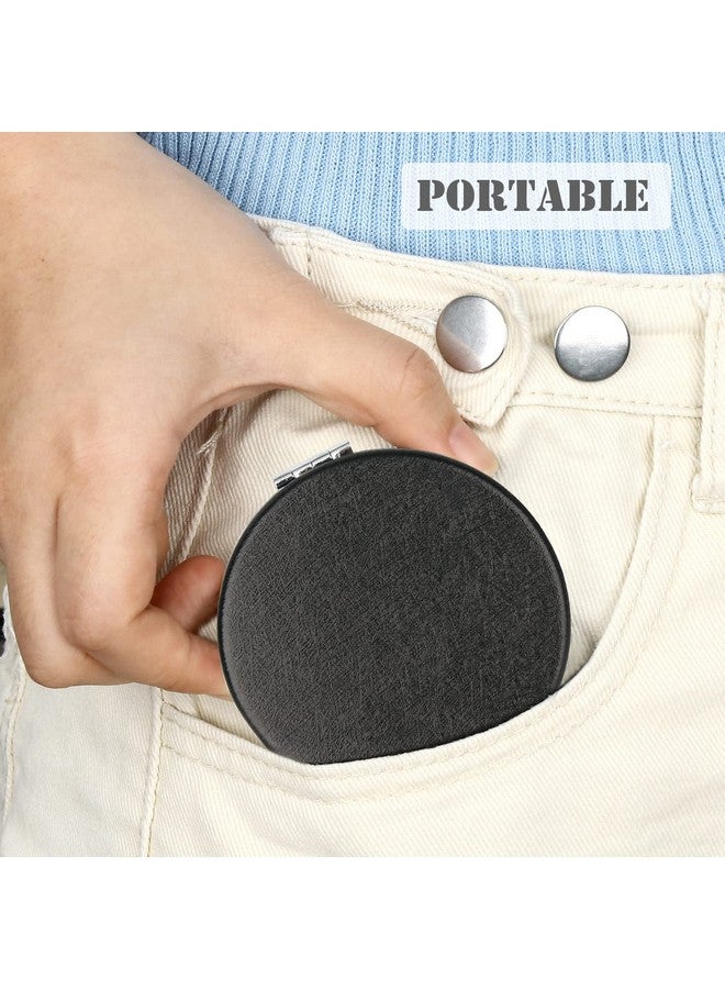 Compact Vanity Makeup Mirror For Men Women Girls Black Elegant Round Travel Cosmetic Mirrors For Pocket Purse Wallet Handbag Portable Small 1X2X Magnifying Handheld Beauty Mirror