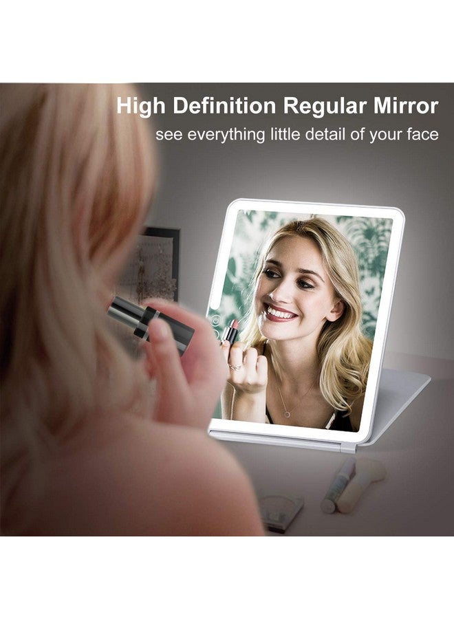 Rechargeable Lighted Makeup Mirror With Cover Led Travel Mirror With Lights Compact Vanity Mirror With Touch Screen Dimming With A Magnification Pocket Spot Mirror