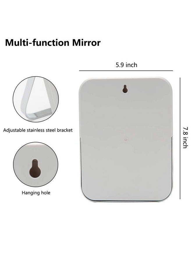 Table Desk Vanity Makeup Mirror8Inch Portable Folding Mirror With Metal Stand 90°Adjustable Rotation Tavel Make Up Mirror Hanging Bathroom For Shower Shaving(Gray)